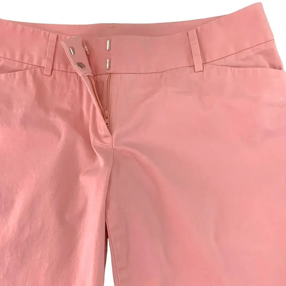Halogen Cropped Capri Pants Wide Leg Womens 8 Peach Stretchy Mid Rise Cuff Hem - Picture 4 of 12